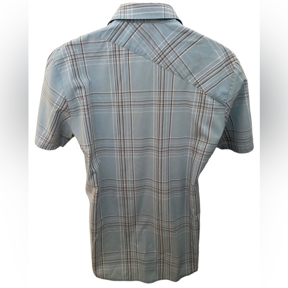 VOLCOM Stone Skate Surf Light Blue & Beige Plaid Shirt Men M Medium Classic Fit - Picture 4 of 7